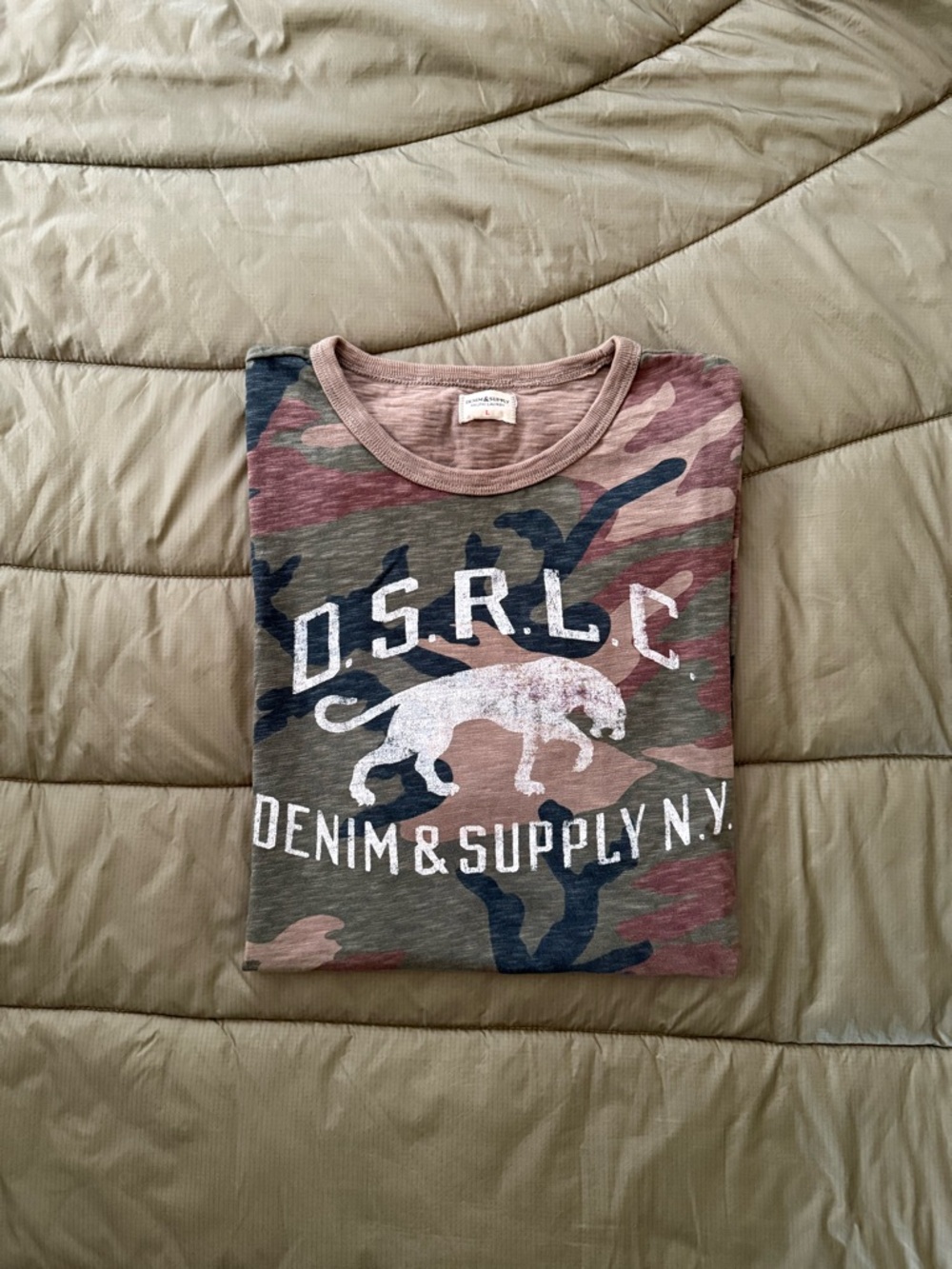 Denim & Supply Ralph Lauren Woodland Camo heather distressed Tee shirt